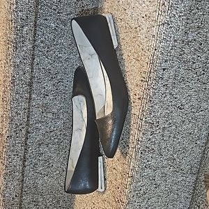 Calvin Klein Black Pointed Toe Flats with Silver Accent Heel